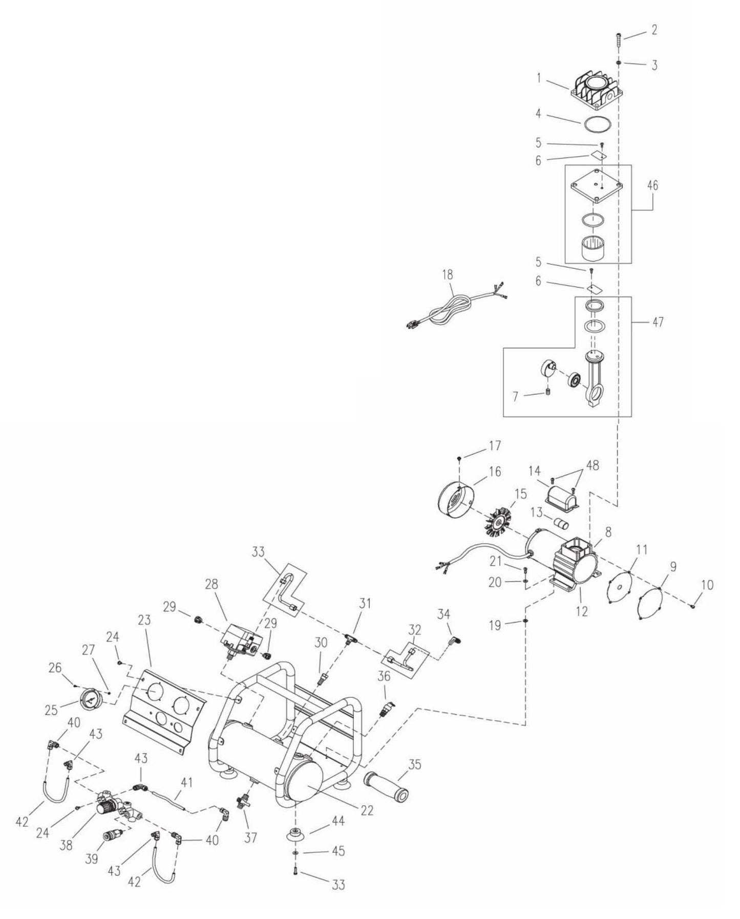 AC001 Air Compressor Assembly Parts