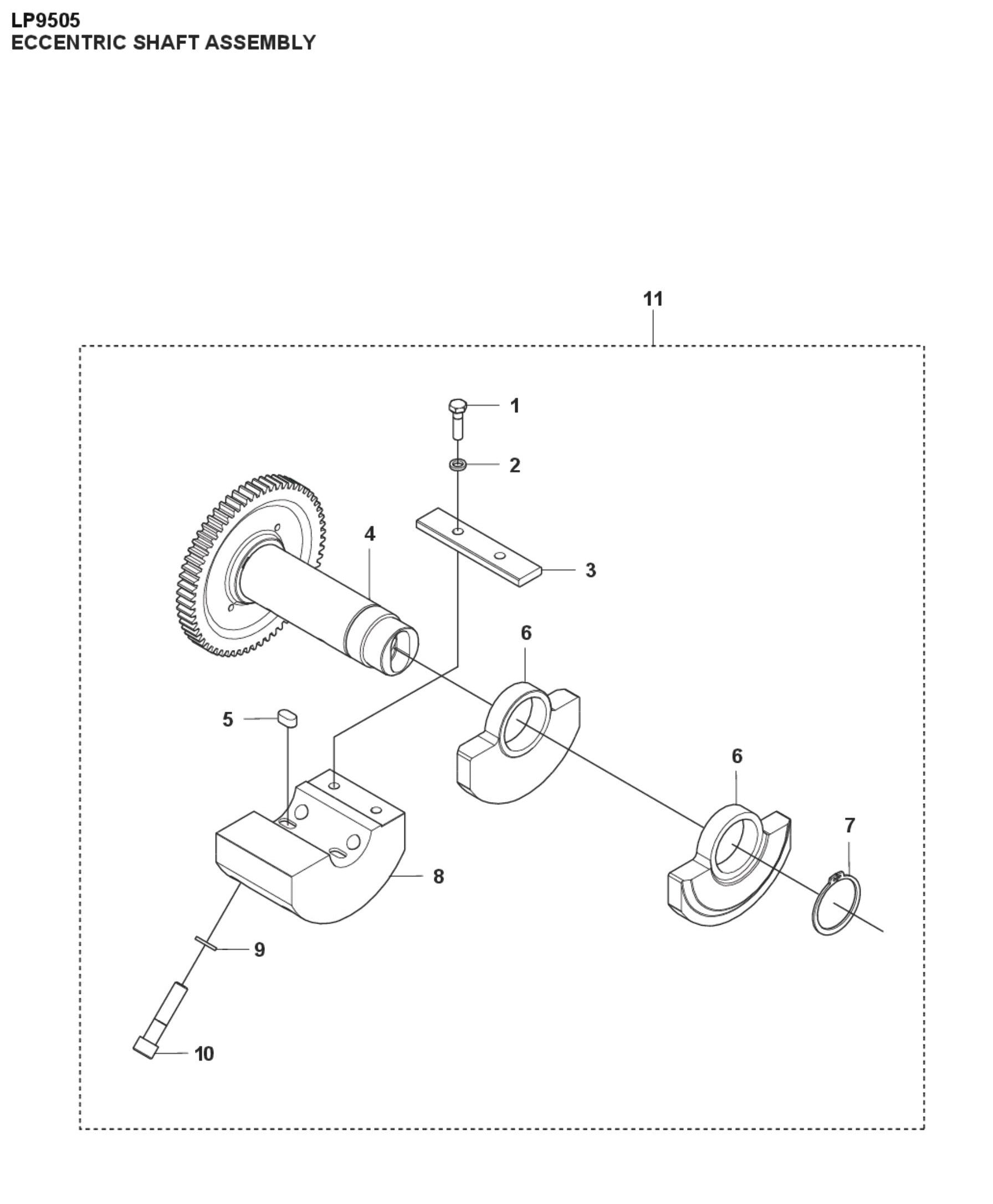 Eccentric Shaft Assembly Parts For LP9505 Trench Roller By Husqvarna