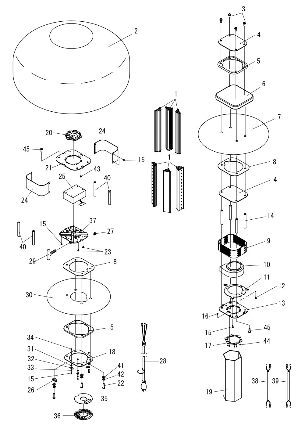 GB3LED GloBug Lightening System Electrical Assembly Parts by Multiquip