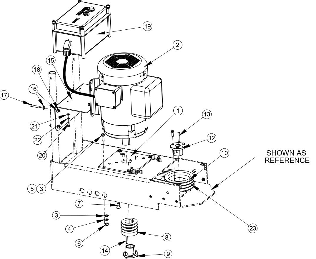 Electric Motor Group (7-1/2 HP, 230V, 1 Ph) Assembly Parts For CC100 Single Headed Floor Grinder By Diamond Products