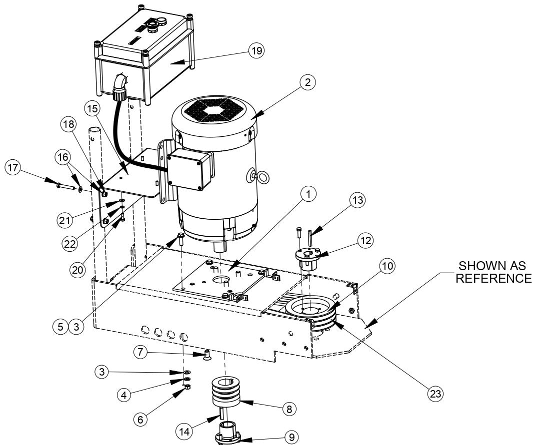 Electric Motor Group (7-1/2 HP, 460V) Assembly Parts For CC100 Single Headed Floor Grinder By Diamond Products