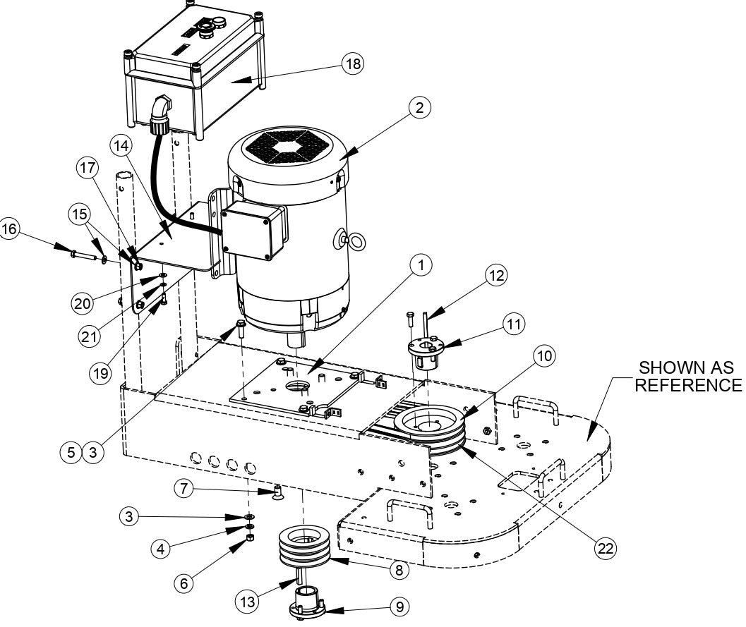 Electric Motor Group (7-1/2 HP 460V) Assembly Parts For CC200 Dual Head Floor Grinder By Diamond Products
