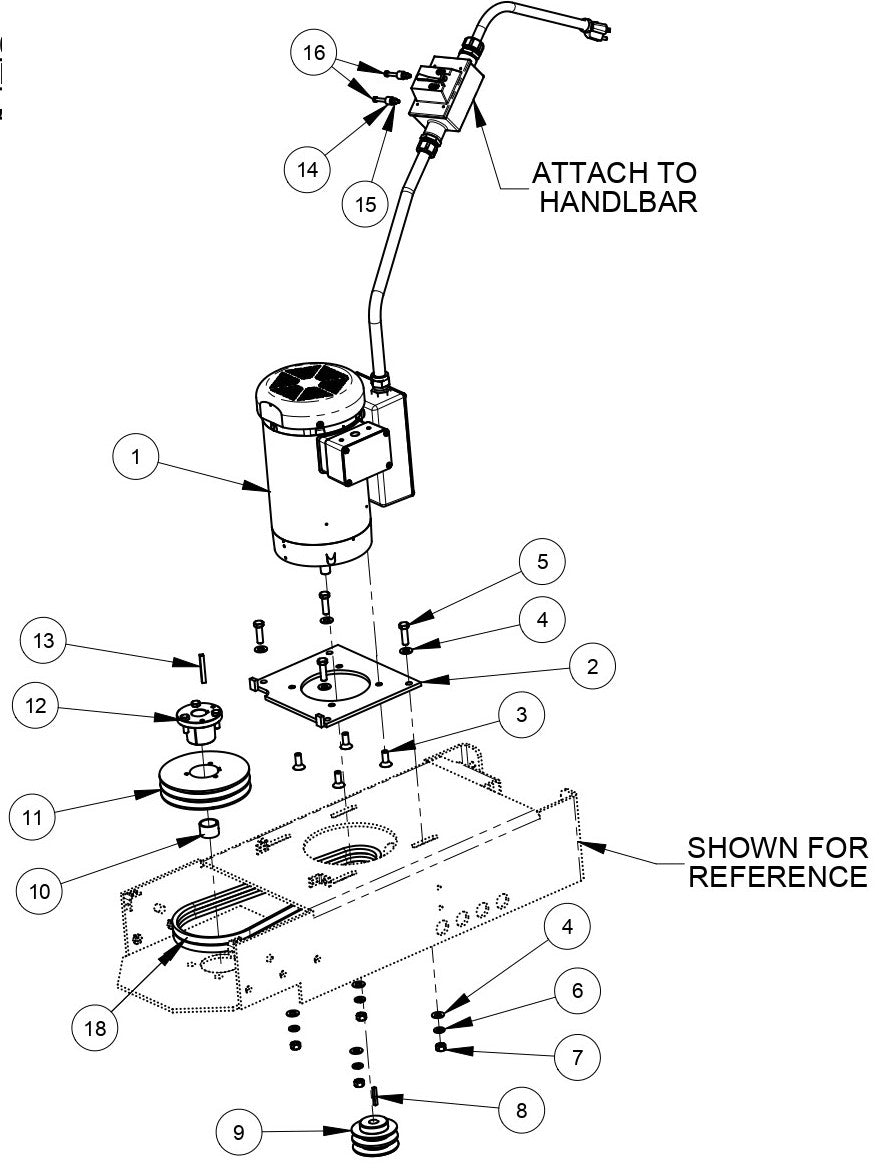 Electric Motor (2HP, 1-PH, 115V) Assembly Parts For CC100 Single Headed Floor Grinder By Diamond Products
