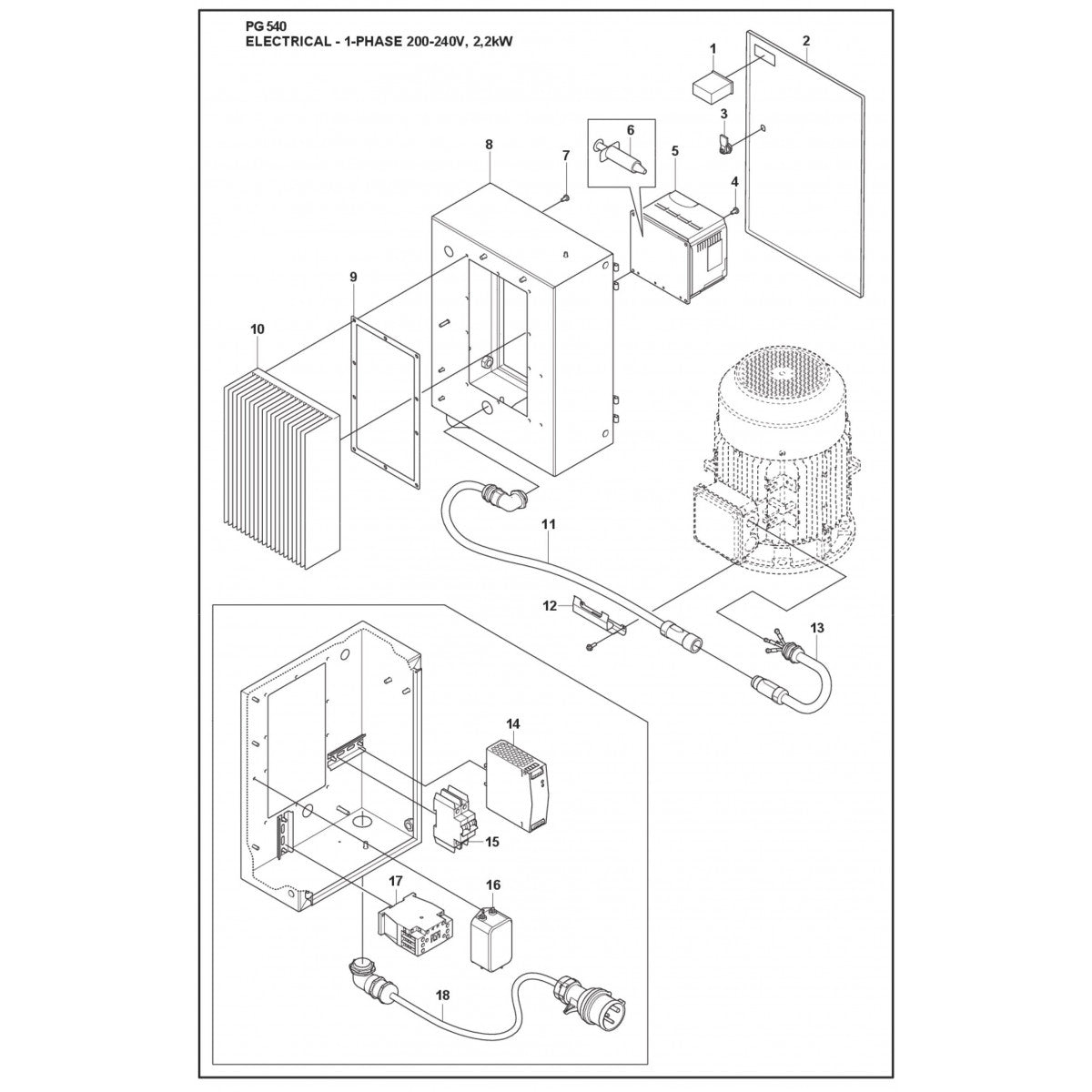 Electrical -1-Phase 200 -240V, 2,2 kW Parts For PG 540 2.2 kW By Husqvarna