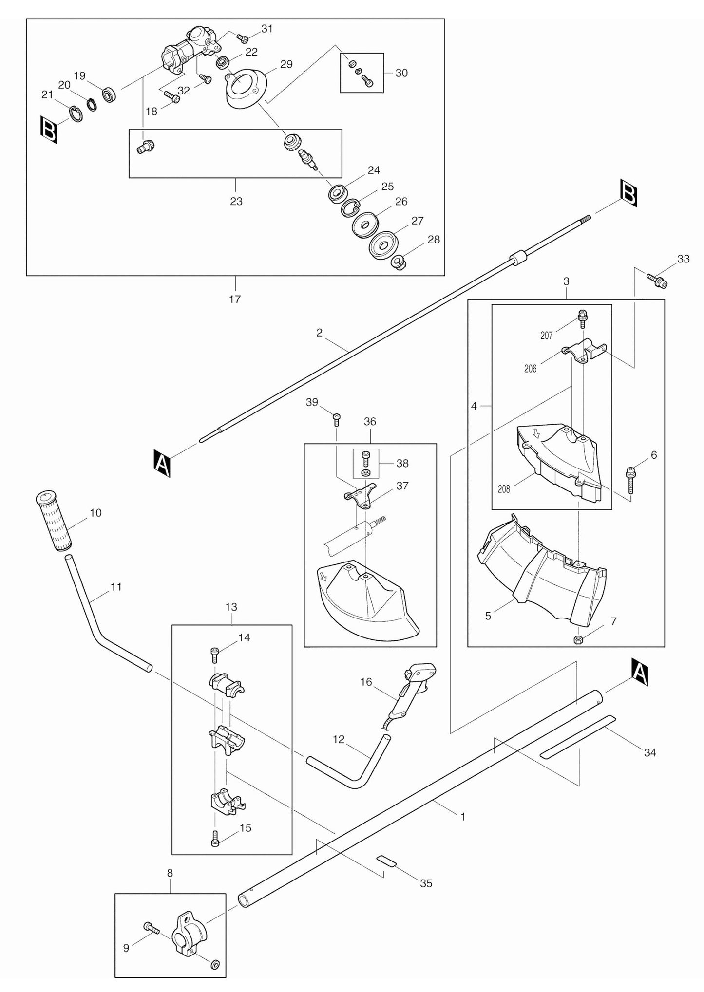 EM4250 Drive Shaft And Handle Assembly Parts