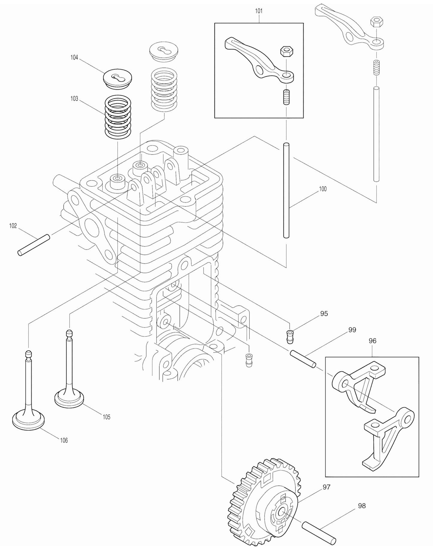 EM4250 Cylinder Head And Valve Assembly Parts