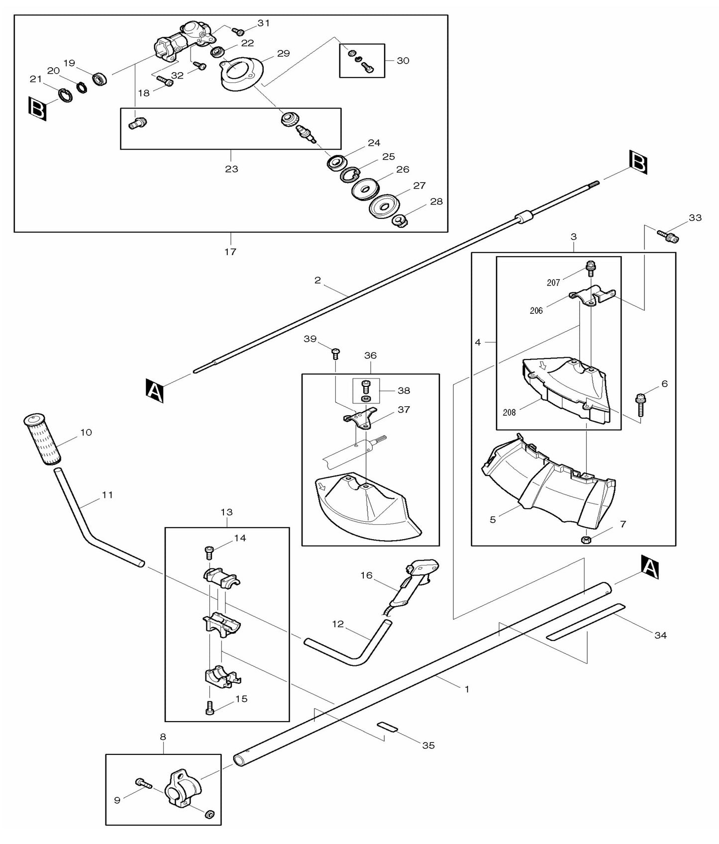 EM4250CA Drive Shaft And Handle Assembly Parts