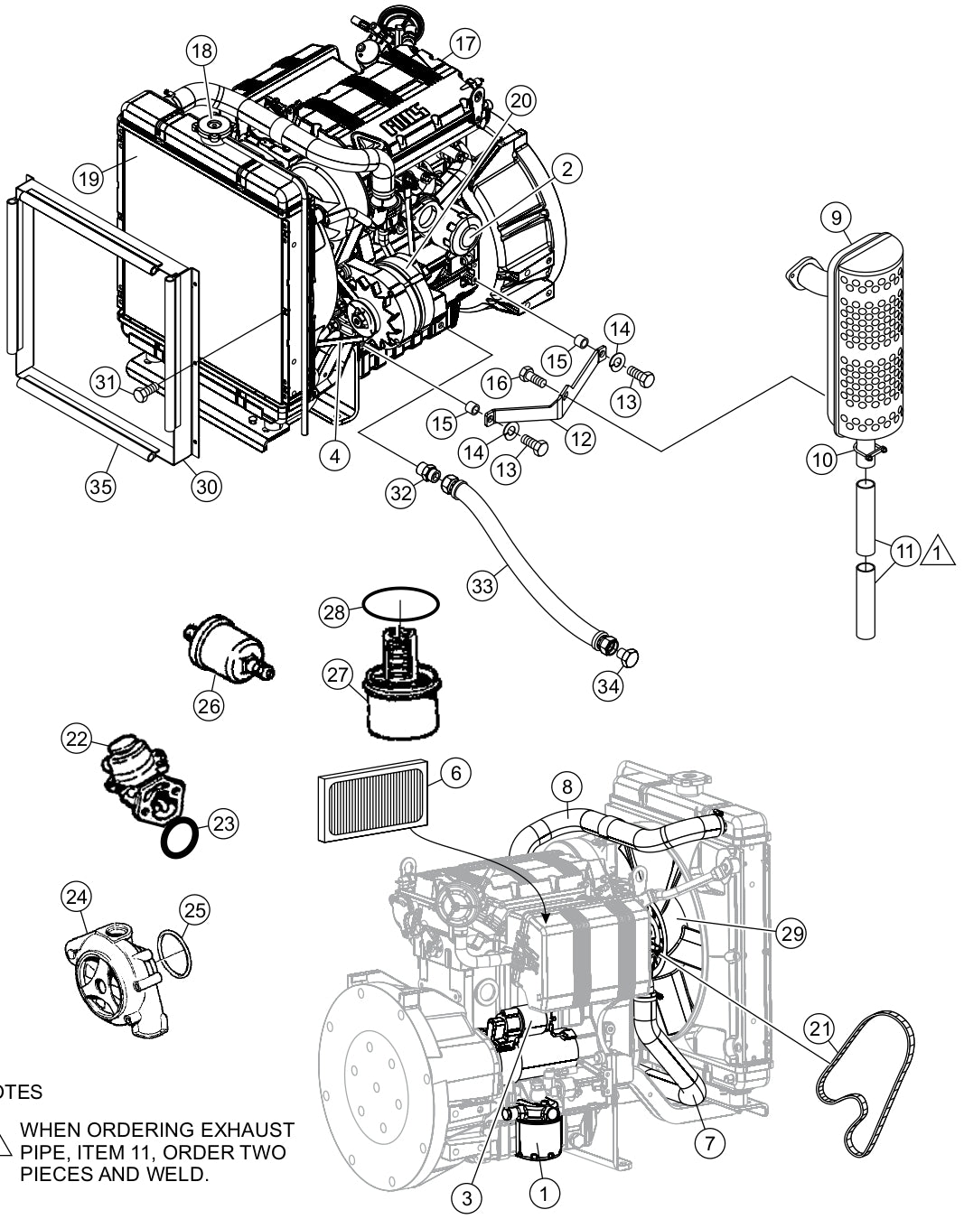 Engine Assembly Parts for LT12DAB Light Tower by Multiquip