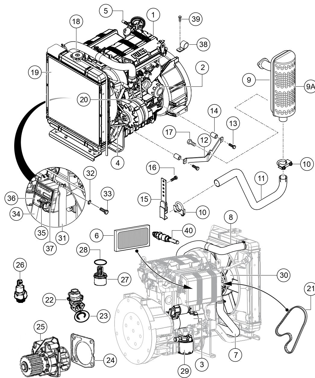 Engine And Component Assembly Parts For LT6KV Light Tower By Multiquip