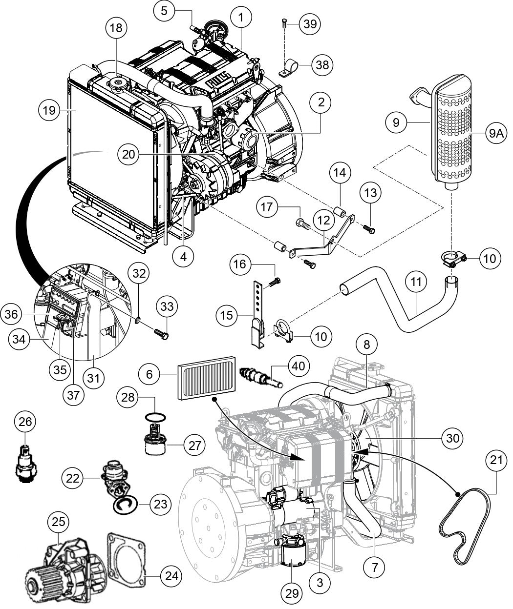 Engine And Components Assembly Parts For LT6K5 Light Tower By Multiquip