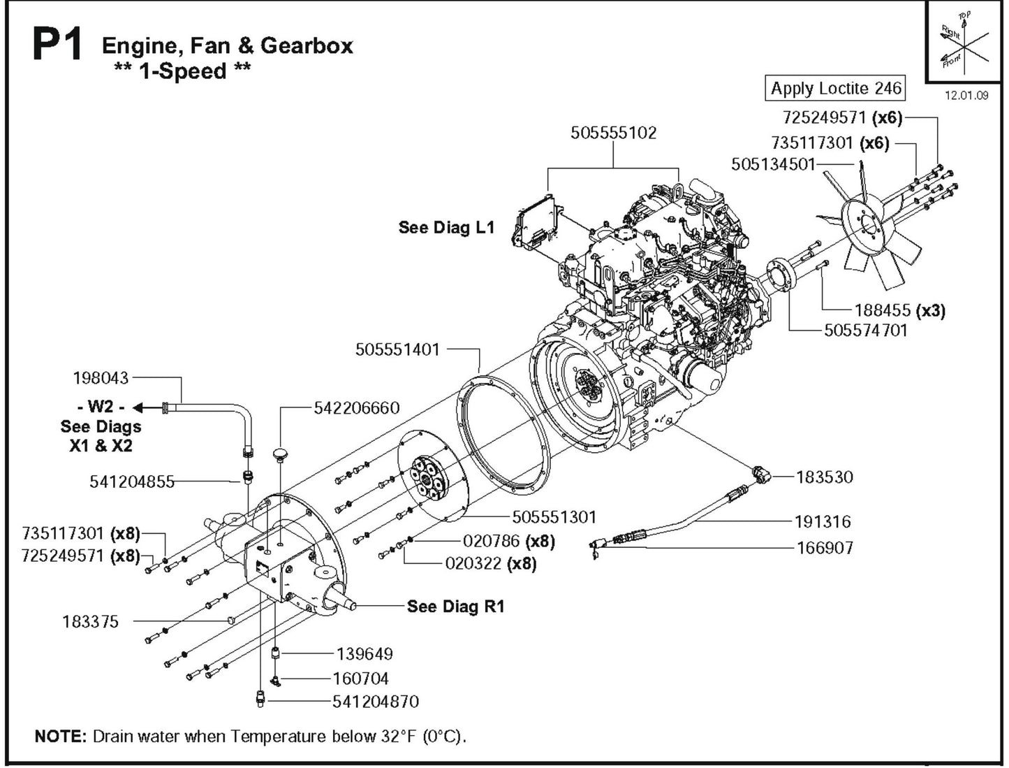 Engine, Fan And Gearbox  1- Speed Parts For FS6800D By Husqvarna