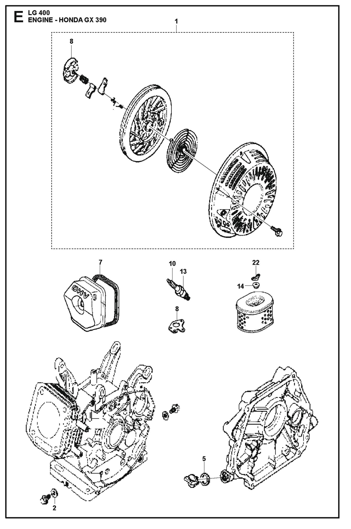Engine- Honda GX 390 Parts For LG 400 Diesel By Husqvarna
