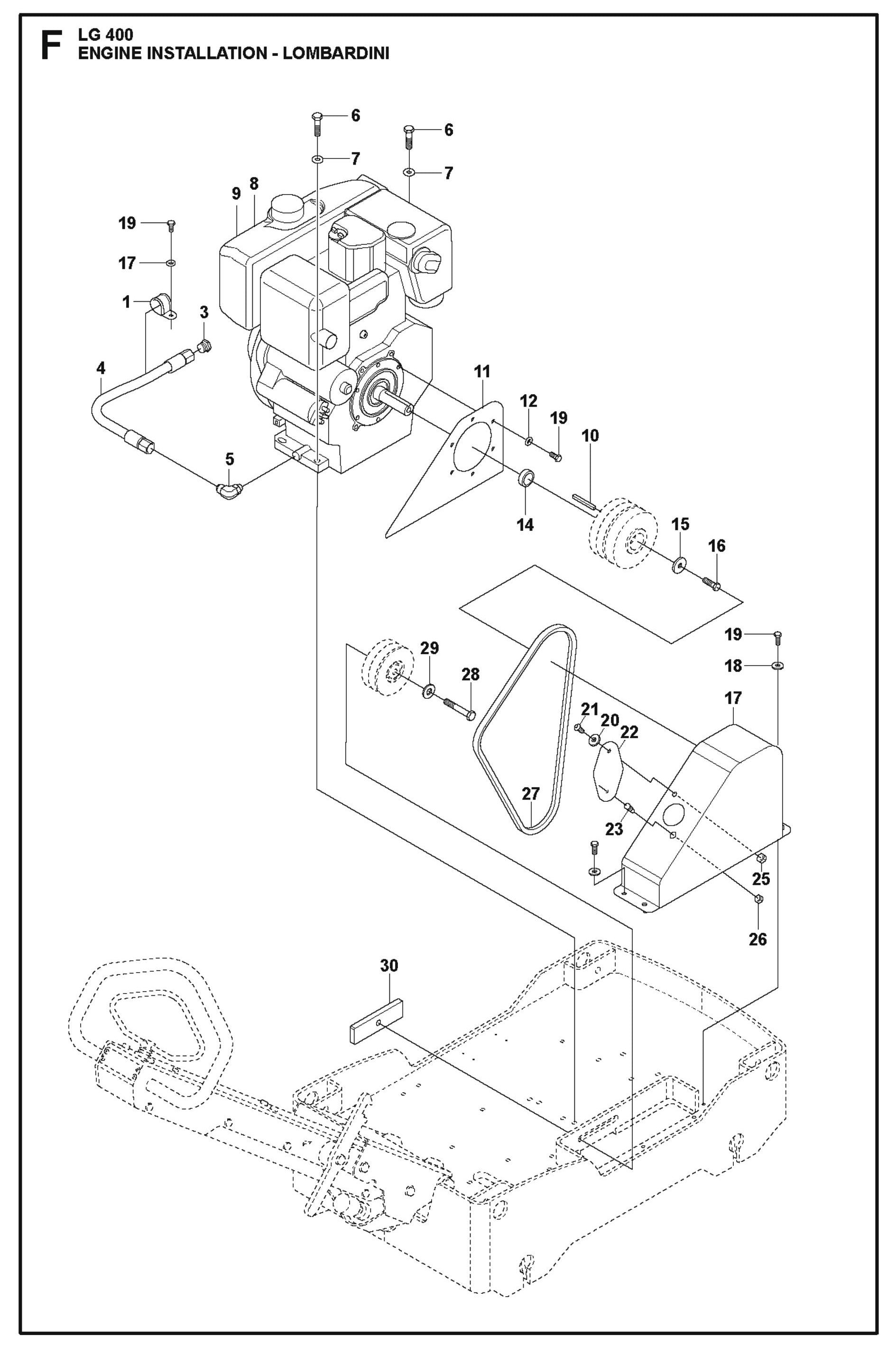 Engine Installation - Lombardini  Parts For LG 400 Petrol By Husqvarna