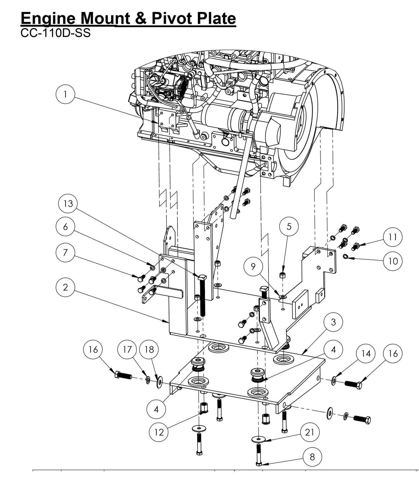 CC-110D-SS Engine Mount & Pivot Plate Assembly Parts