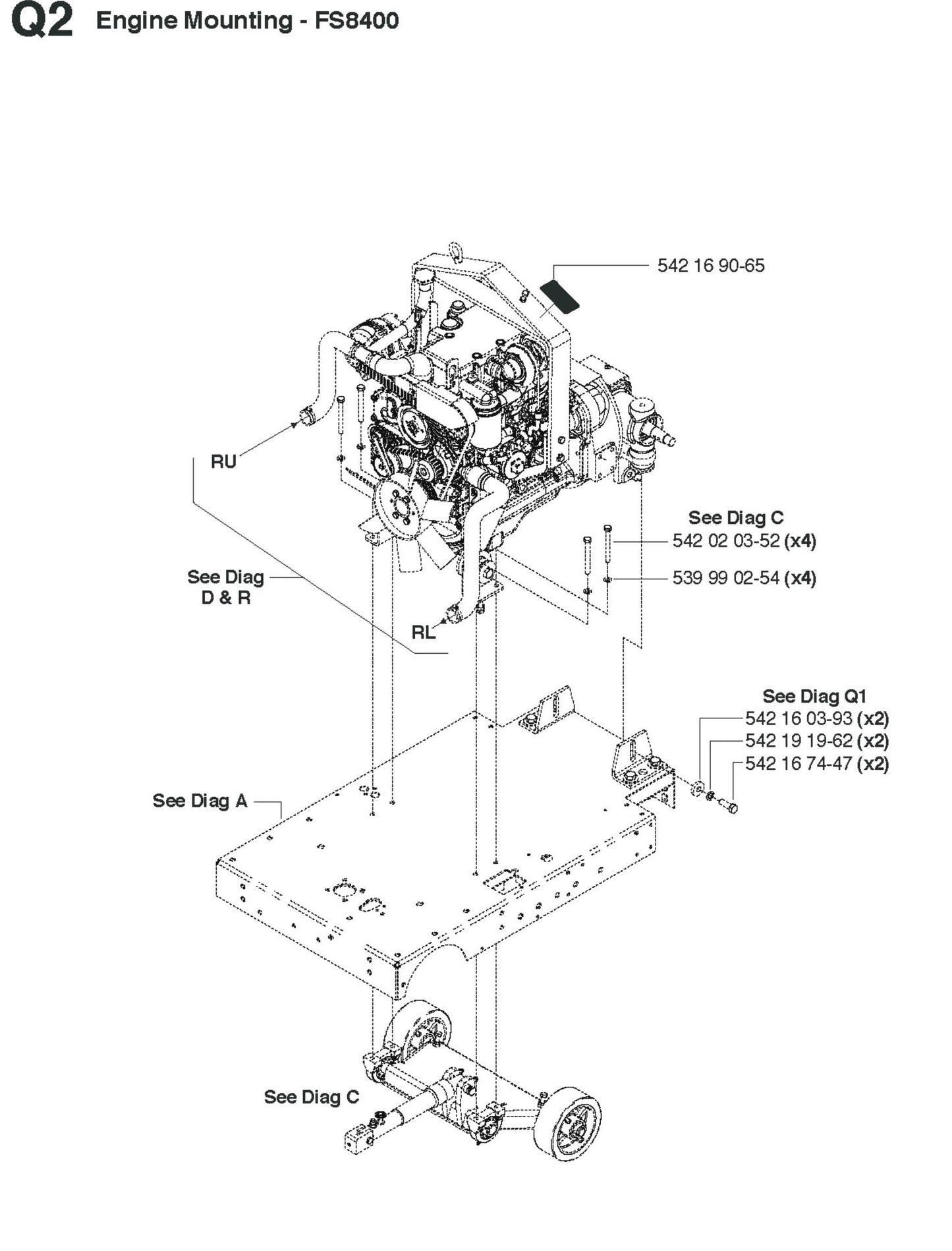 Engine Mounting Parts for FS8400 D By Husqvarna