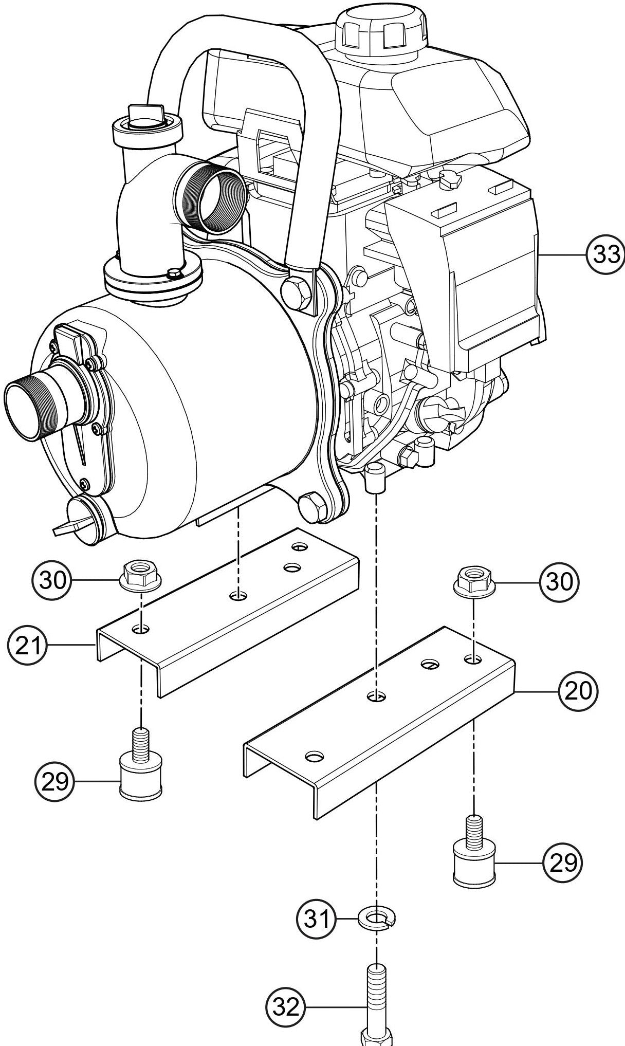 MQ QP15HP Engine Mounting Assembly Parts
