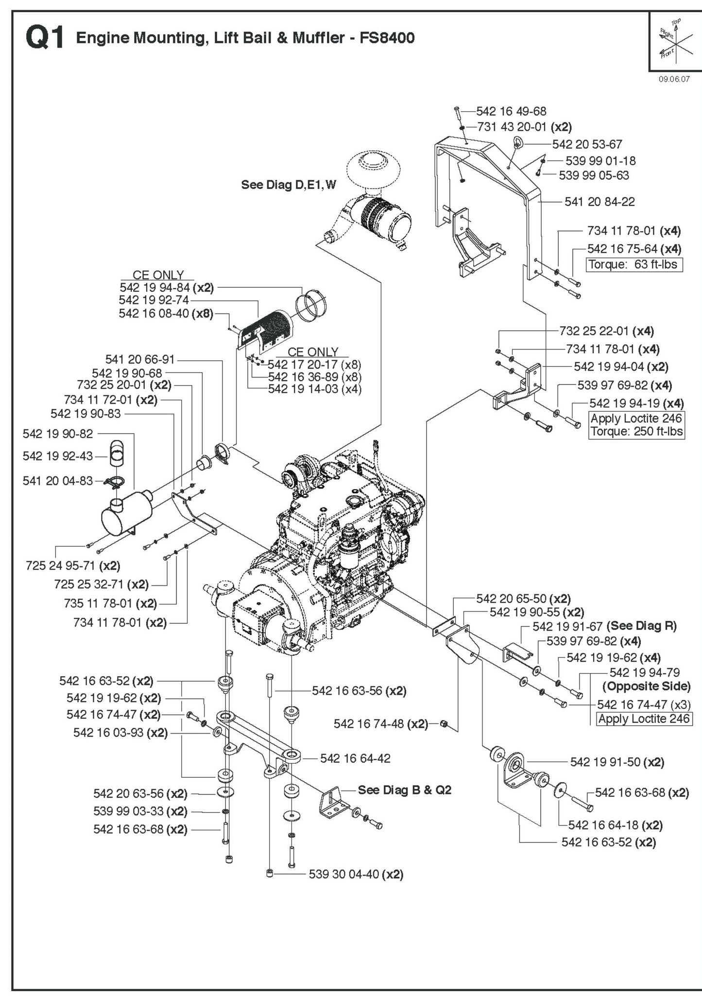 Engine Mounting, Lift Bail And Muffler Parts for FS8400 D By Husqvarna