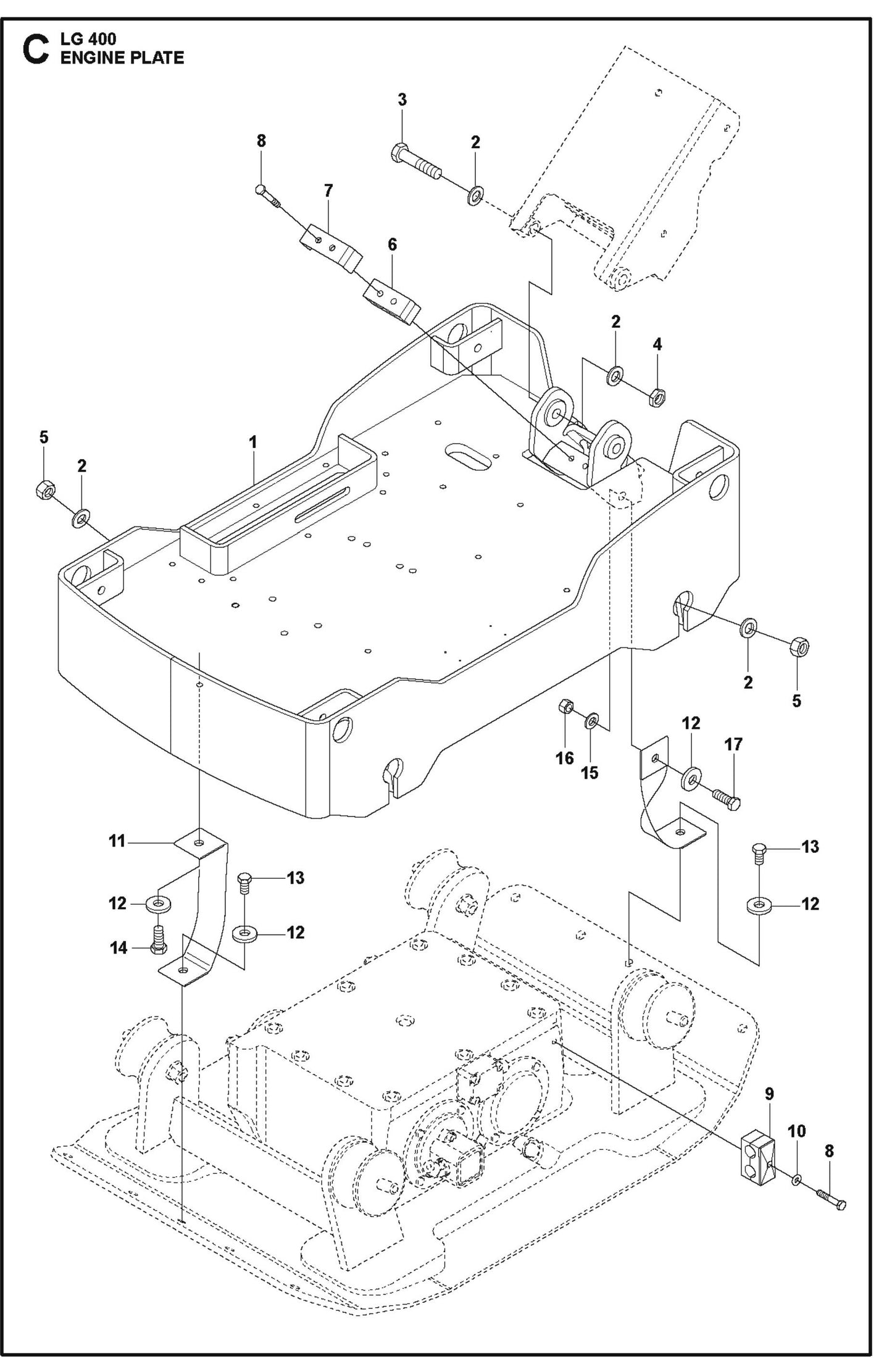 Engine plate Assembly Parts For LG 400 Diesel By Husqvarna