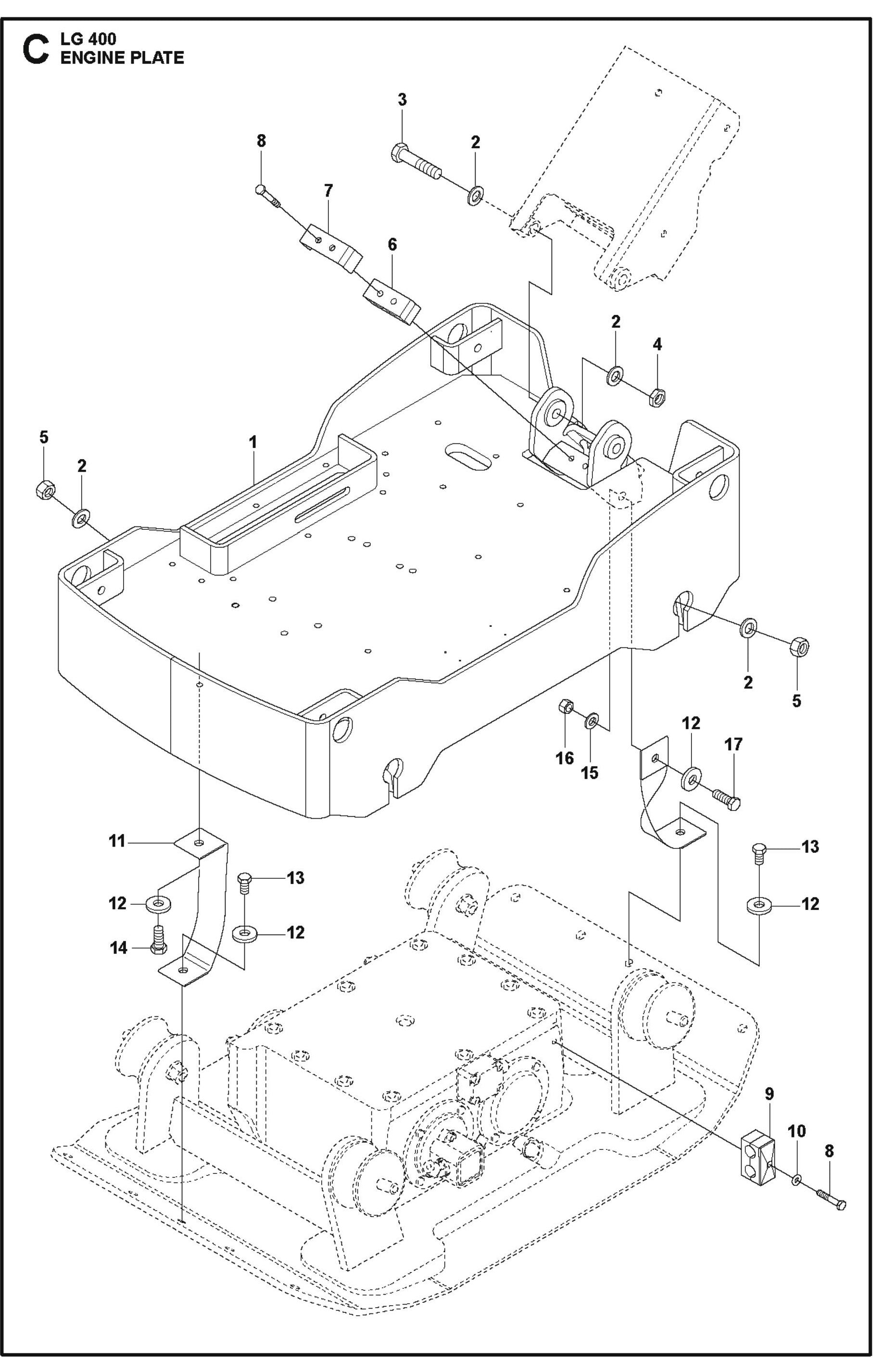 Engine plate Assembly Parts For LG 400 Diesel By Husqvarna