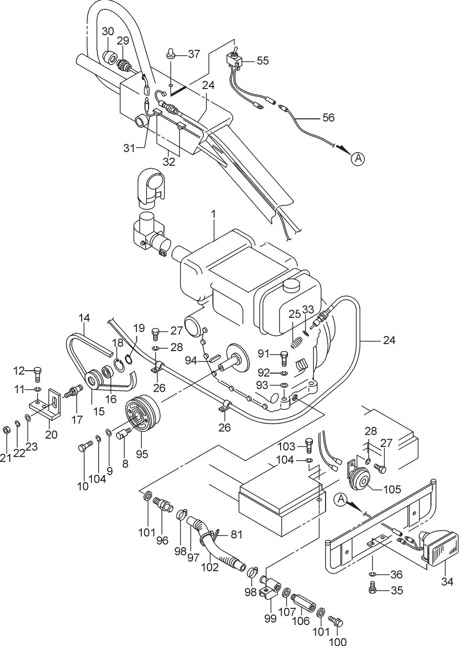 Engine Assembly Parts For MRH800DS2 Vibratory Rollers By Multiquip