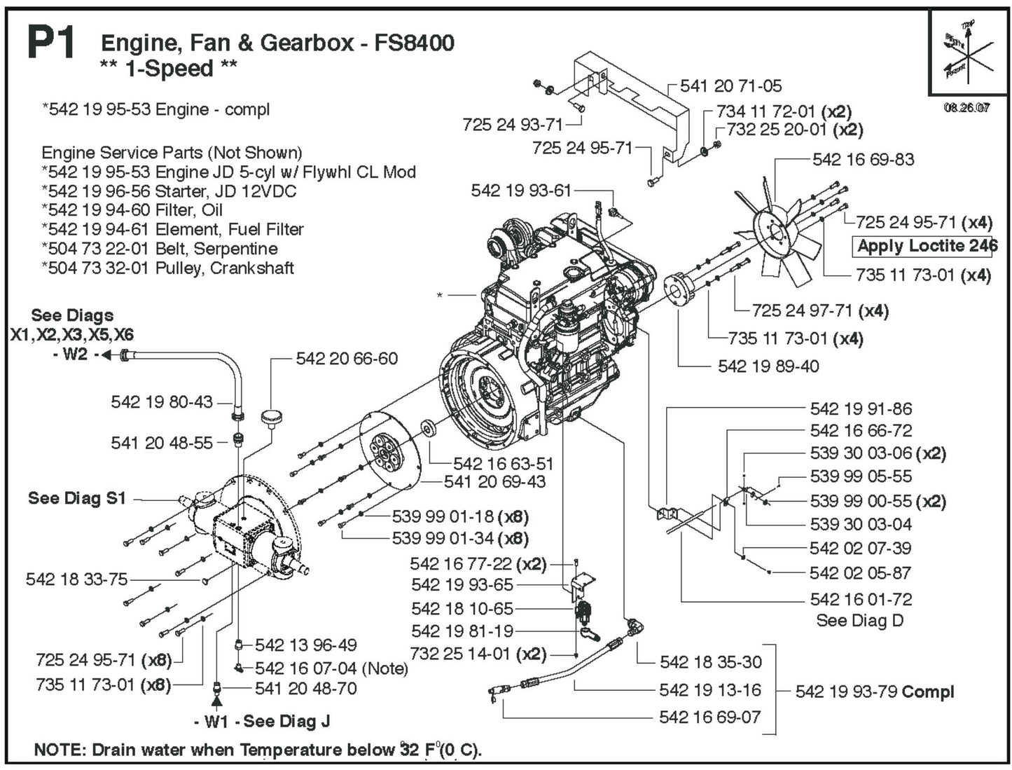 Engine, Fan And Gearbox 1-Speed Parts For FS8400 D By Husqvarna