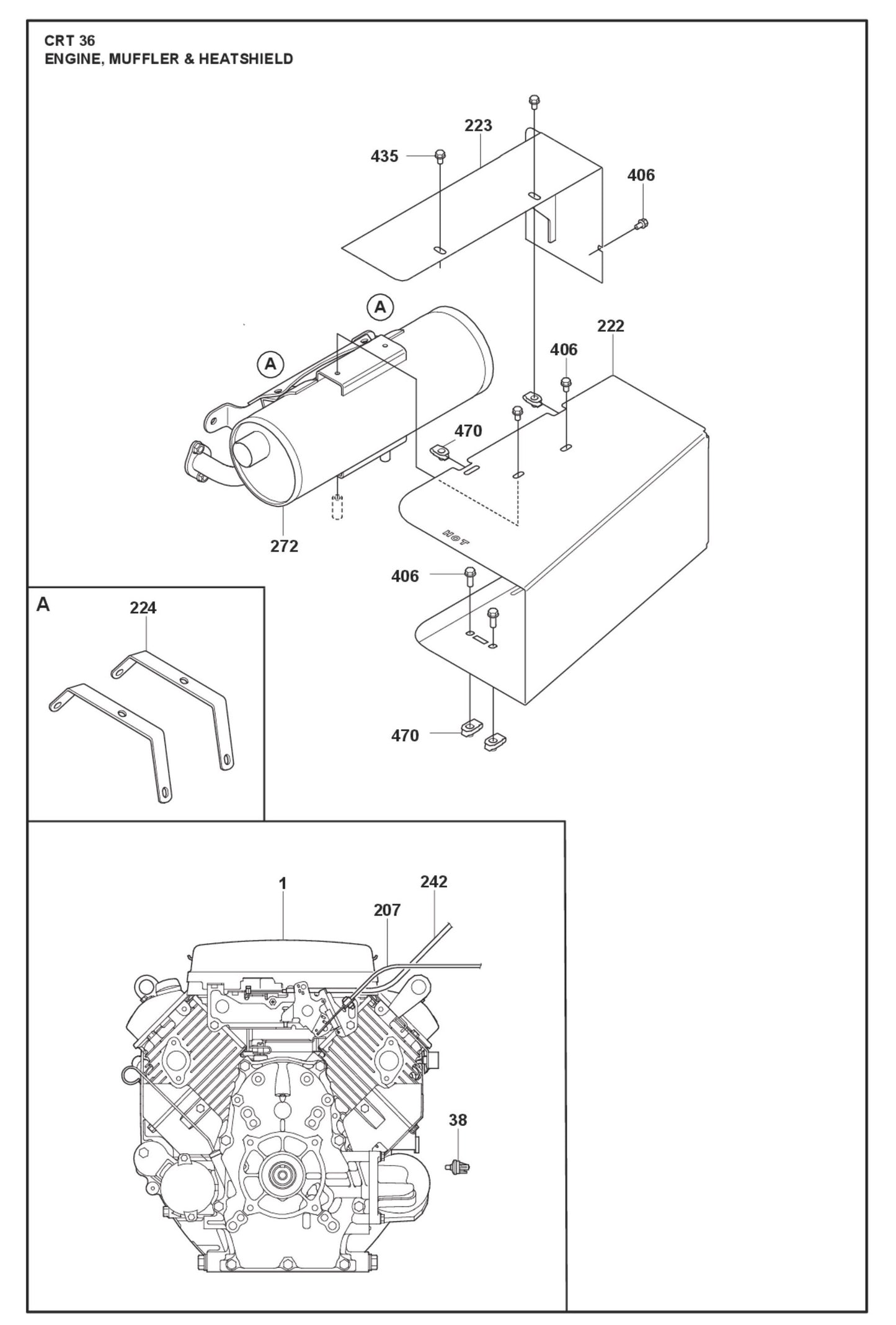 Engine, Muffler And Heatshield Parts For Ride On Trowel CRT 36 By Husqvarna