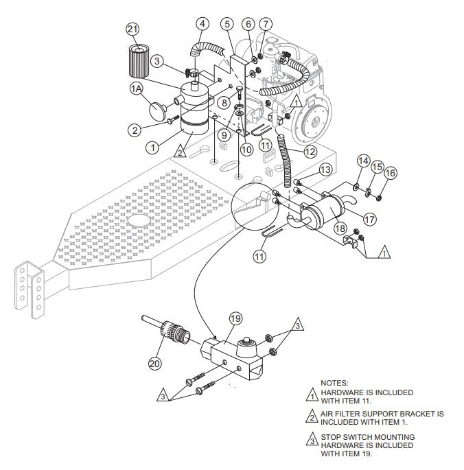 Muffler, Air filter And Stop Switch Assembly Parts-C-30HDNI PRECISION FUEL INJECTION S/N 240601