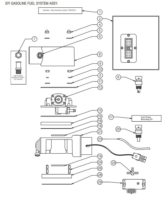 EFI Gasoline Fuel System Assembly Parts-C-30HDNI PRECISION FUEL INJECTION S/N 240601