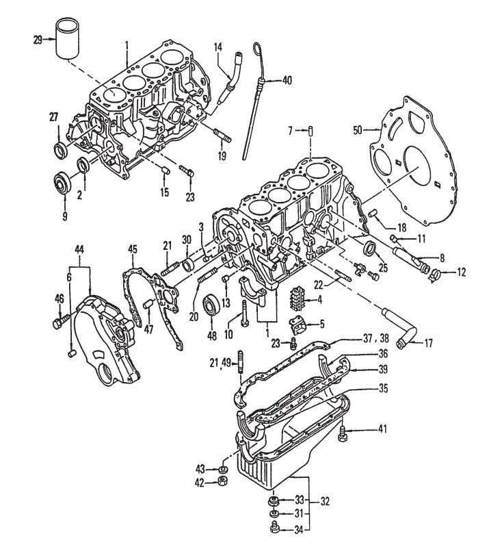 Cylinder Block And Oil Pan Assembly Parts-C-30HDNI PRECISION FUEL INJECTION S/N 240601