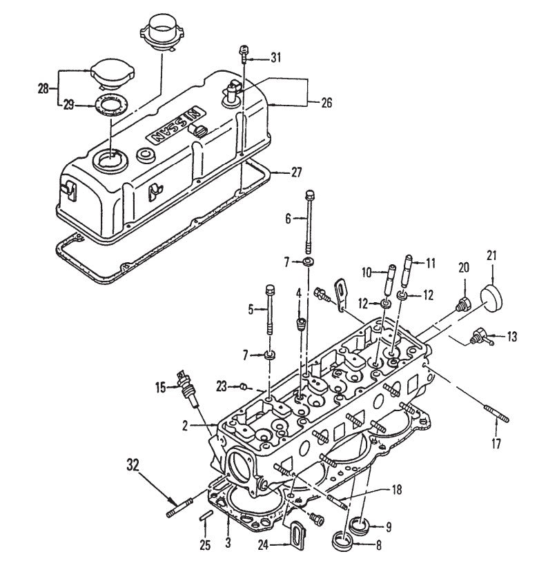 Cylinder Head And Valve Cover Assembly Parts-C-30HDNI PRECISION FUEL INJECTION S/N 240601