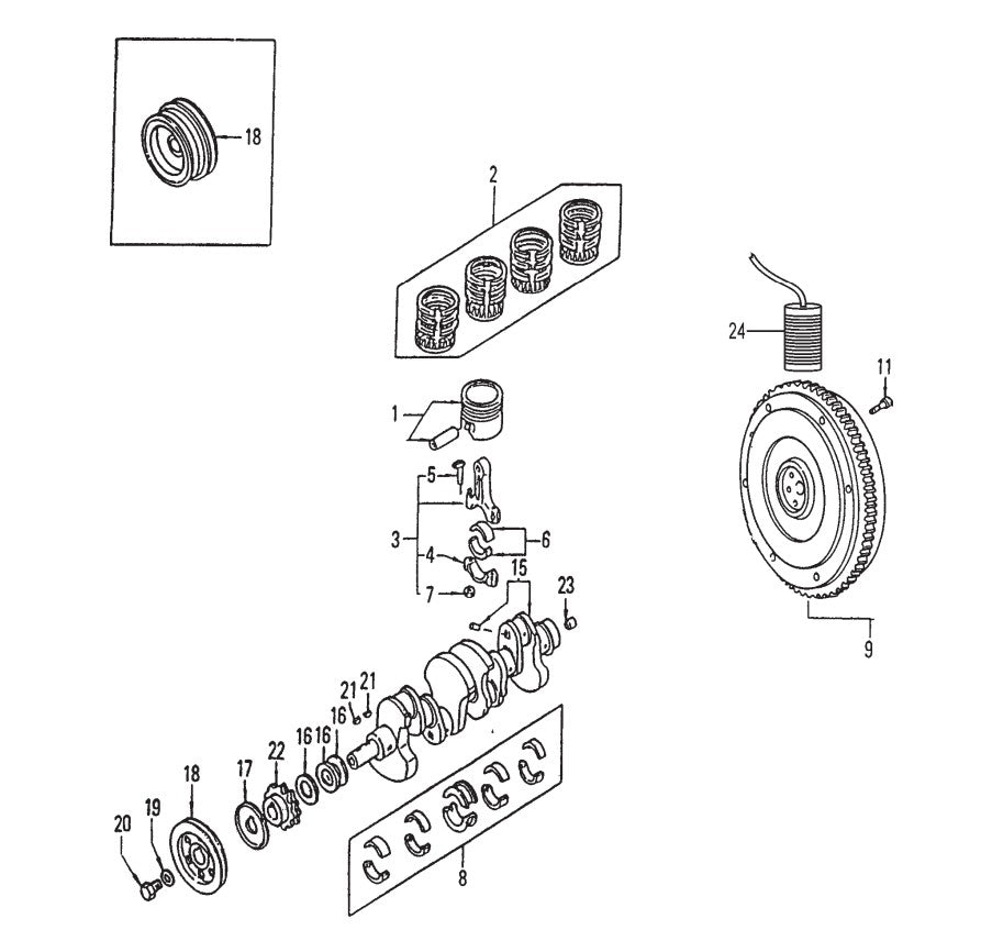 Piston, Crankshaft And Flywheel Assembly Parts-C-30HDNI PRECISION FUEL INJECTION S/N 240601