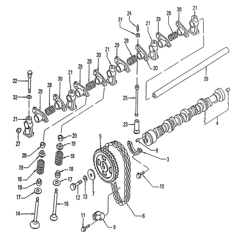 Camshaft And Valve Mechanism Assembly Parts-C-30HDNI PRECISION FUEL INJECTION S/N 240601