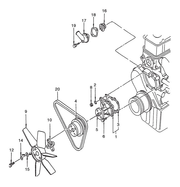 Water Pump Assembly Parts-C-30HDNI PRECISION FUEL INJECTION S/N 240601