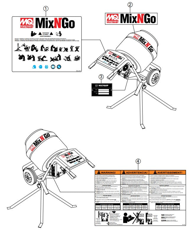 Nameplate and Decals Assembly Parts- MC3SEA, MC3SBA (B&S) , MC3PEA, MC3PBA (B&S) (EFFECTIVE S/N 230502698)