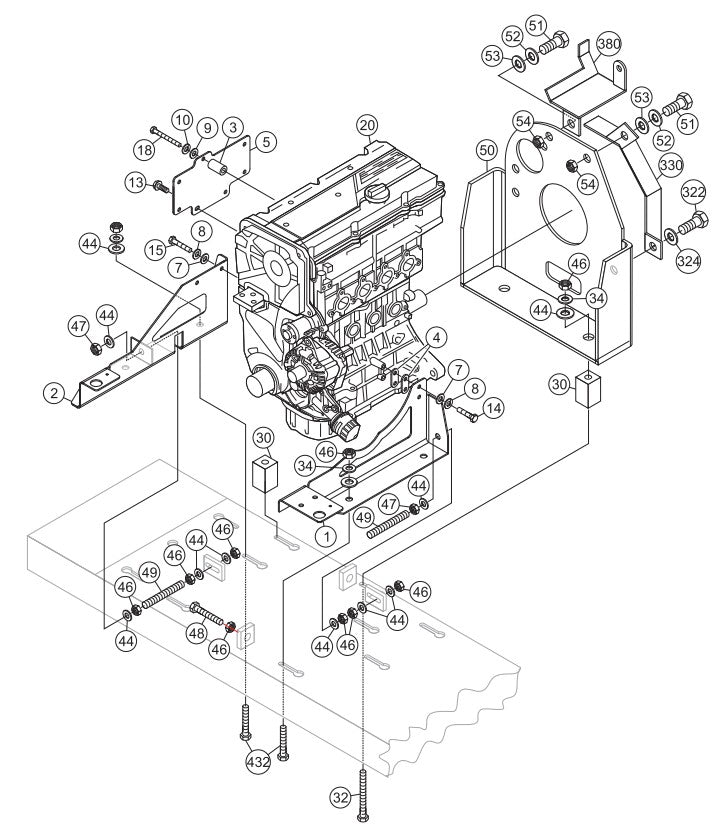 C30HDG Pump Engine Mounting Brackets Assembly Parts By Multiquip