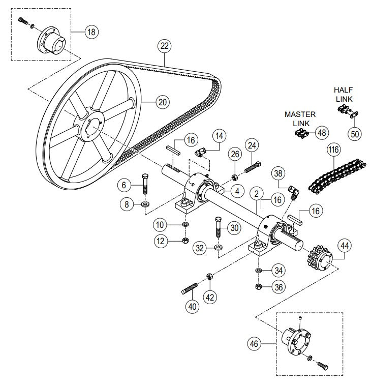 C30HDGA Pump Counter Shaft Assembly Parts By Multiquip
