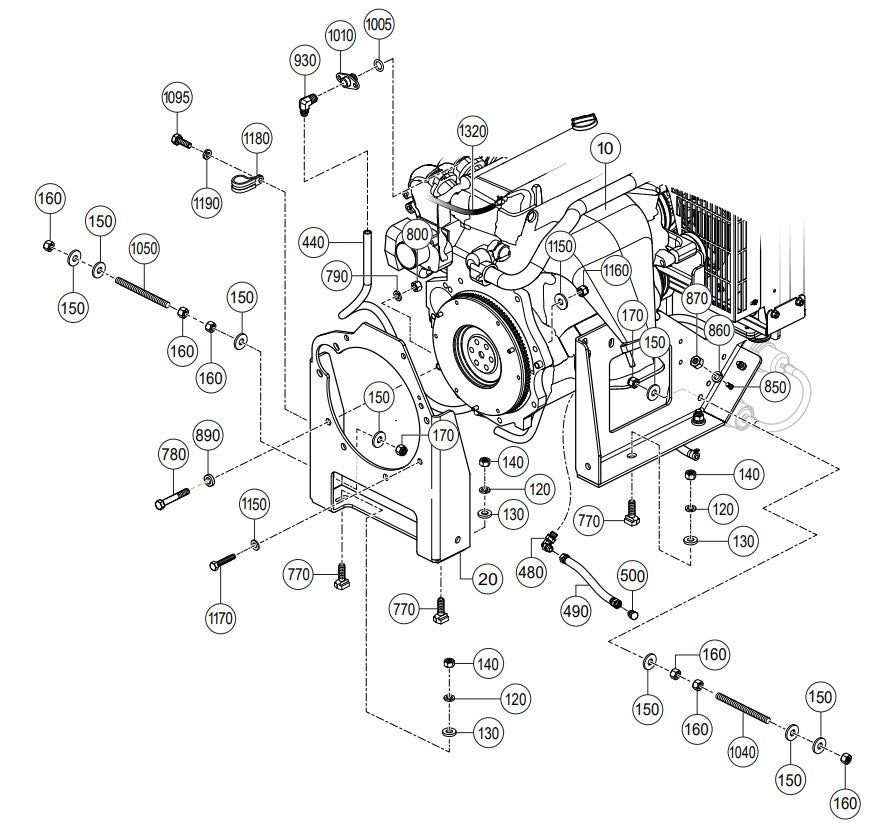 C30HDGA Pump Engine Mounting Assembly Parts By Multiquip