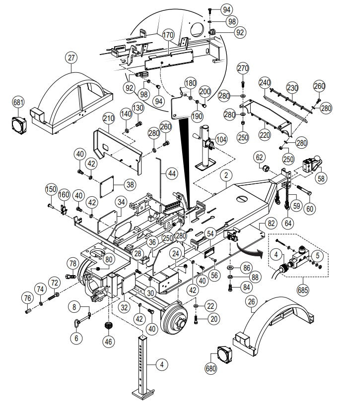 C30HDGA Pump Frame Assembly Parts By Multiquip
