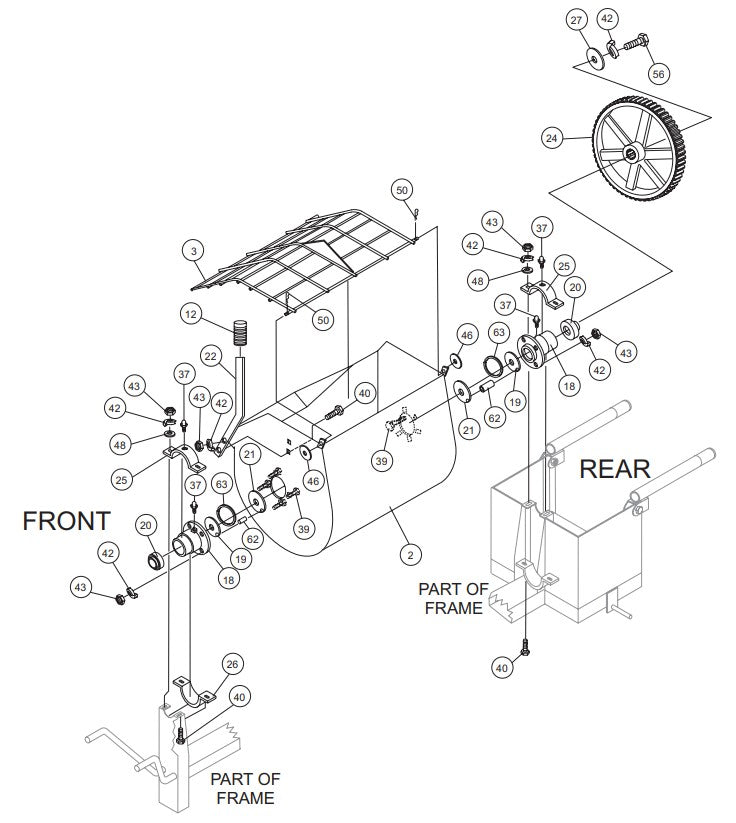 Steel Tub Assembly Parts- WM45H Honda GX160UT1HX2 Gasoline Engine, WM45E 1 HP Electric Motor