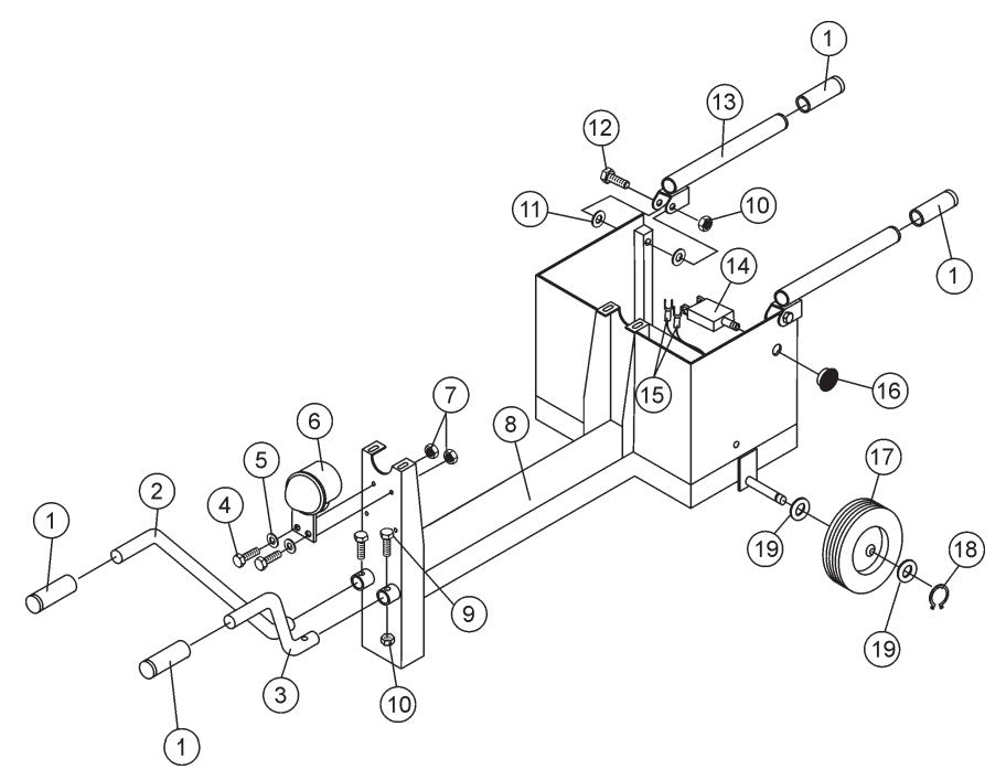 Frame Assembly Parts- WM45H Honda GX160UT1HX2 Gasoline Engine, WM45E 1 HP Electric Motor