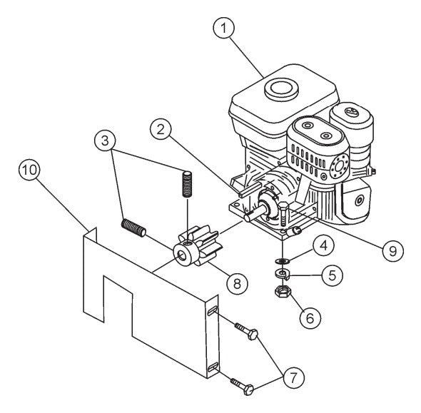 Engine/Guard Assembly Parts- WM45H Honda GX160UT1HX2 Gasoline Engine, WM45E 1 HP Electric Motor