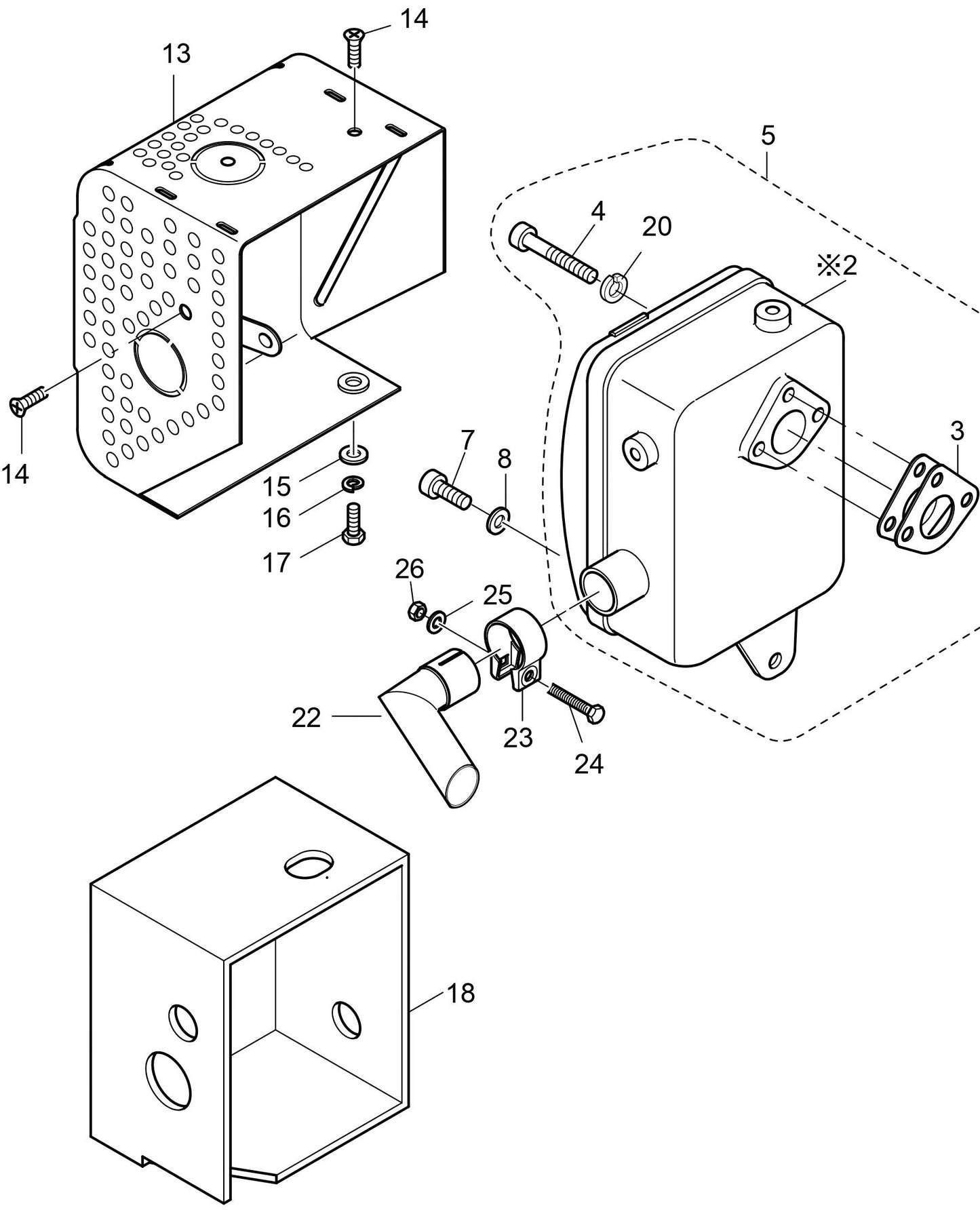 MVH408DZ HATZ 1B50 Engine Exhaust silencer Assembly Parts