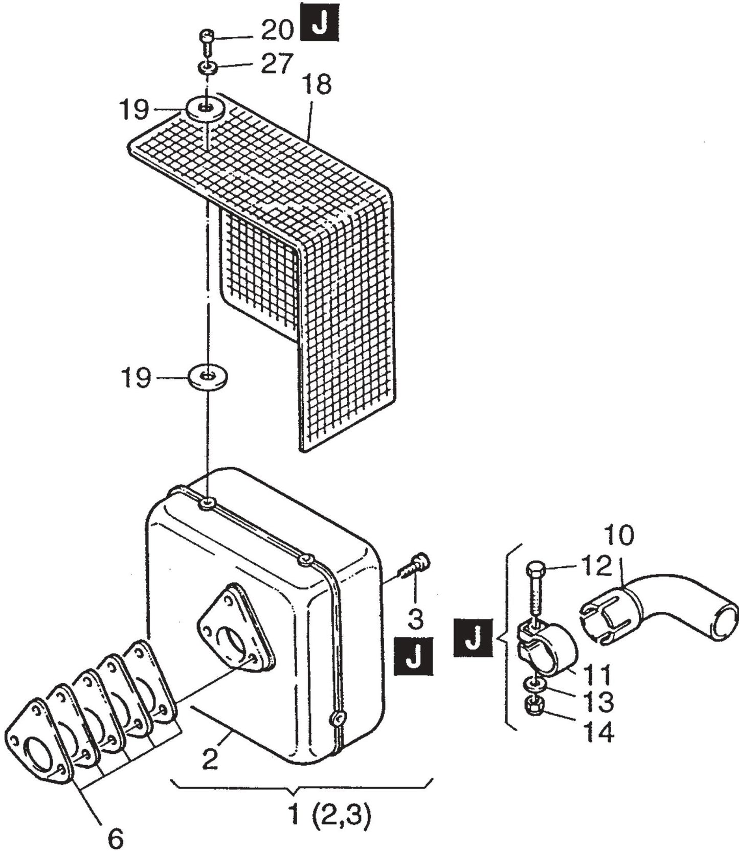 MVH502DSB HATZ 1D81S Engine Exhaust Silencer Assembly Parts