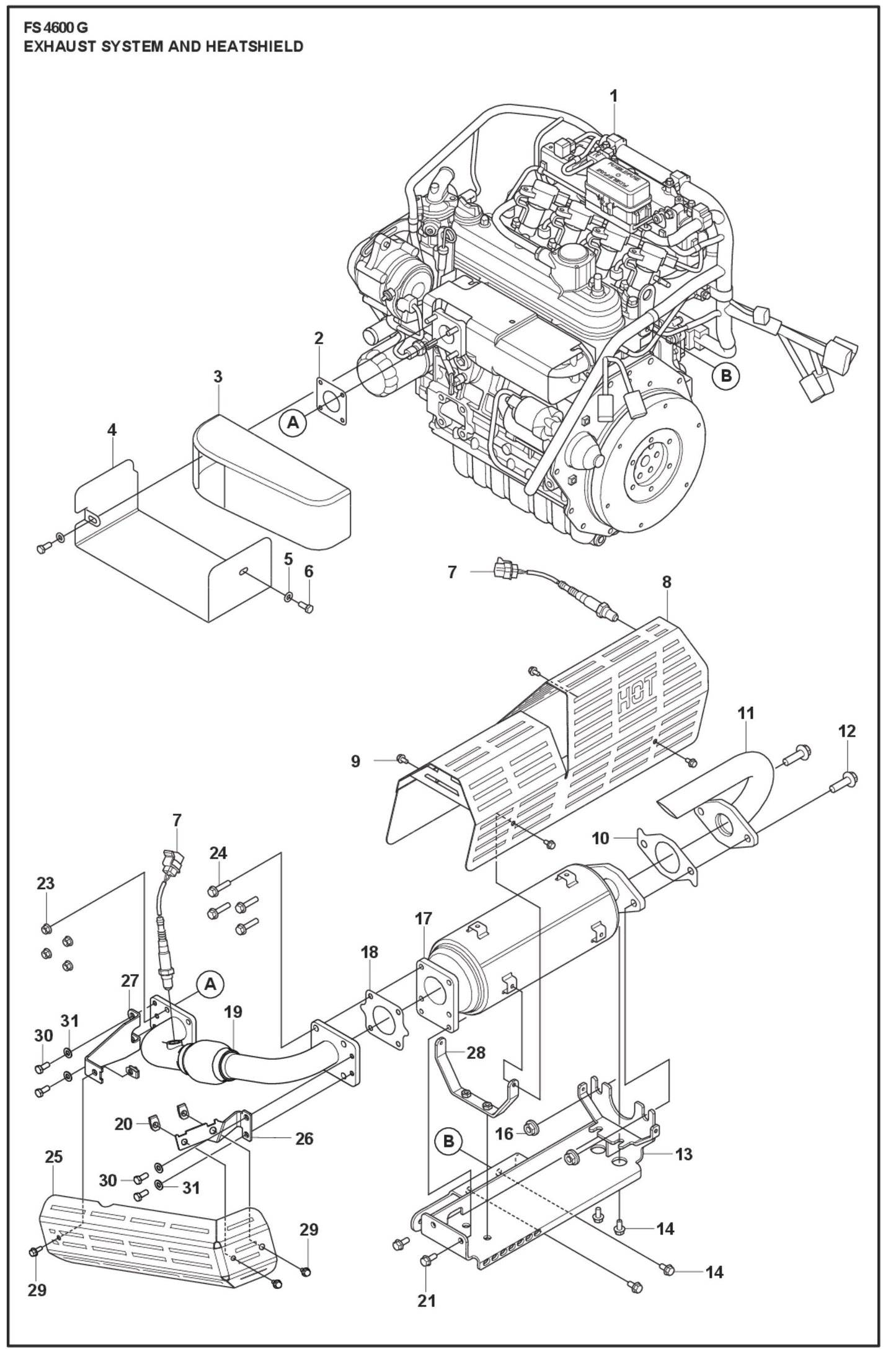 Exhaust System And Heatshield Parts For FS4600 G By Husqvarna