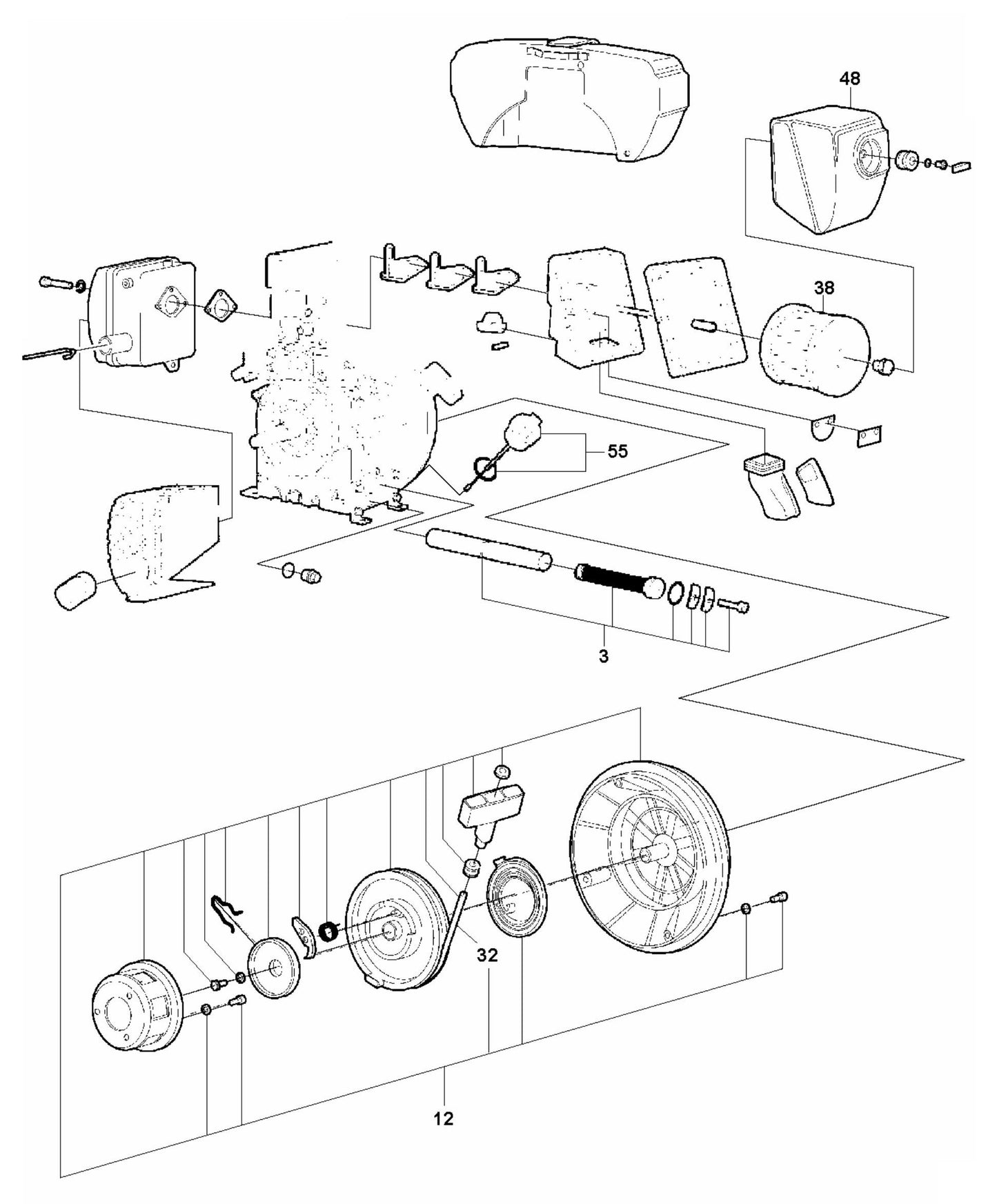 LF 100 LAT Diesel Engine-Hatz 1B20-Manual Start Assembly Parts by Husqvarna