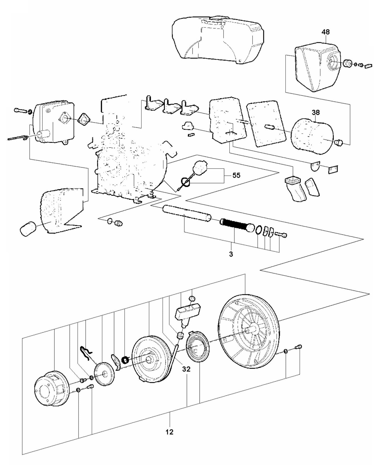 LF 100 L Diesel Engine-Hatz 1B20-Manual Start Assembly Parts by Husqvarna