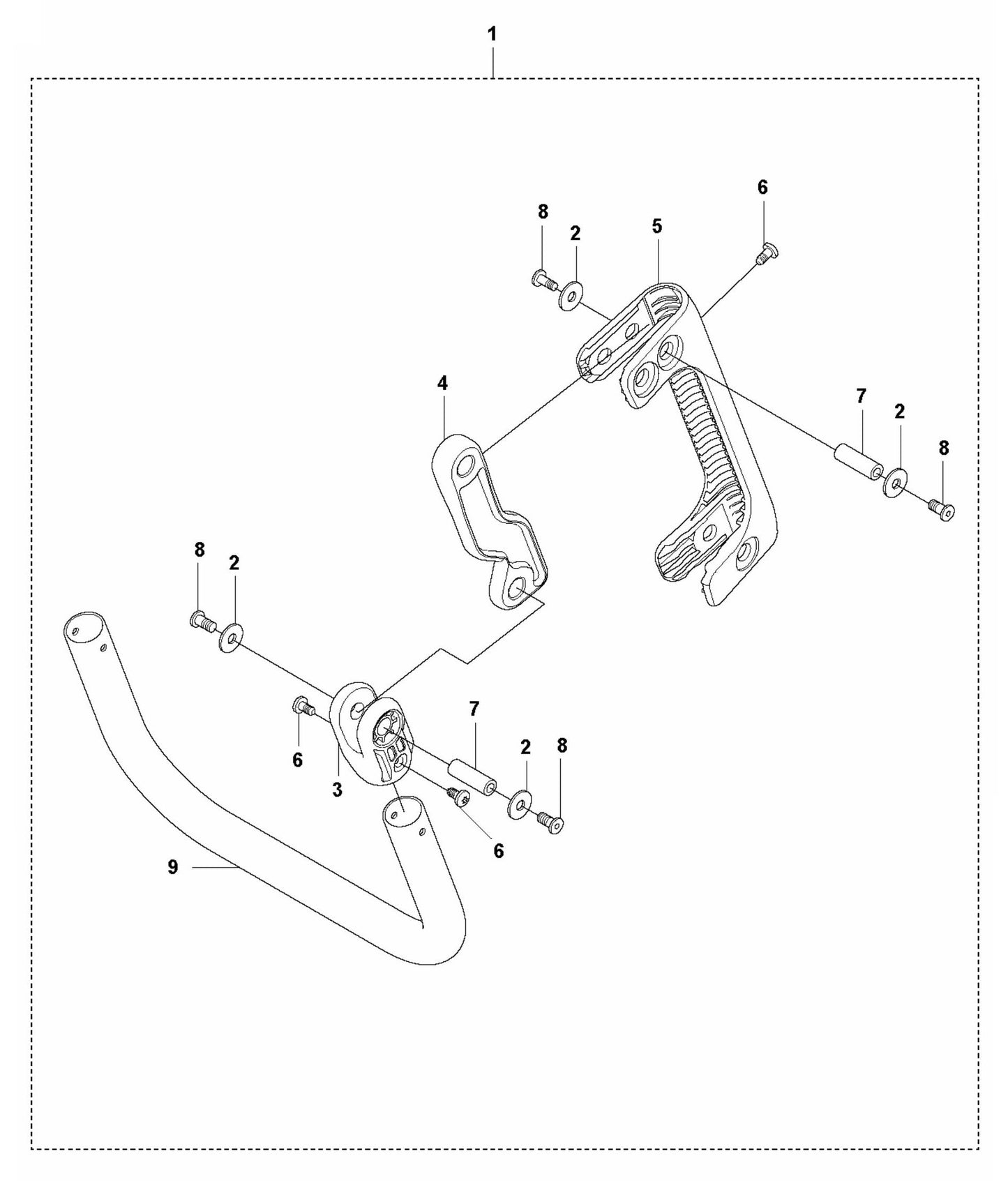 LF 100 LAT Petrol Vibration Damped Handle Assembly Parts by Husqvarna