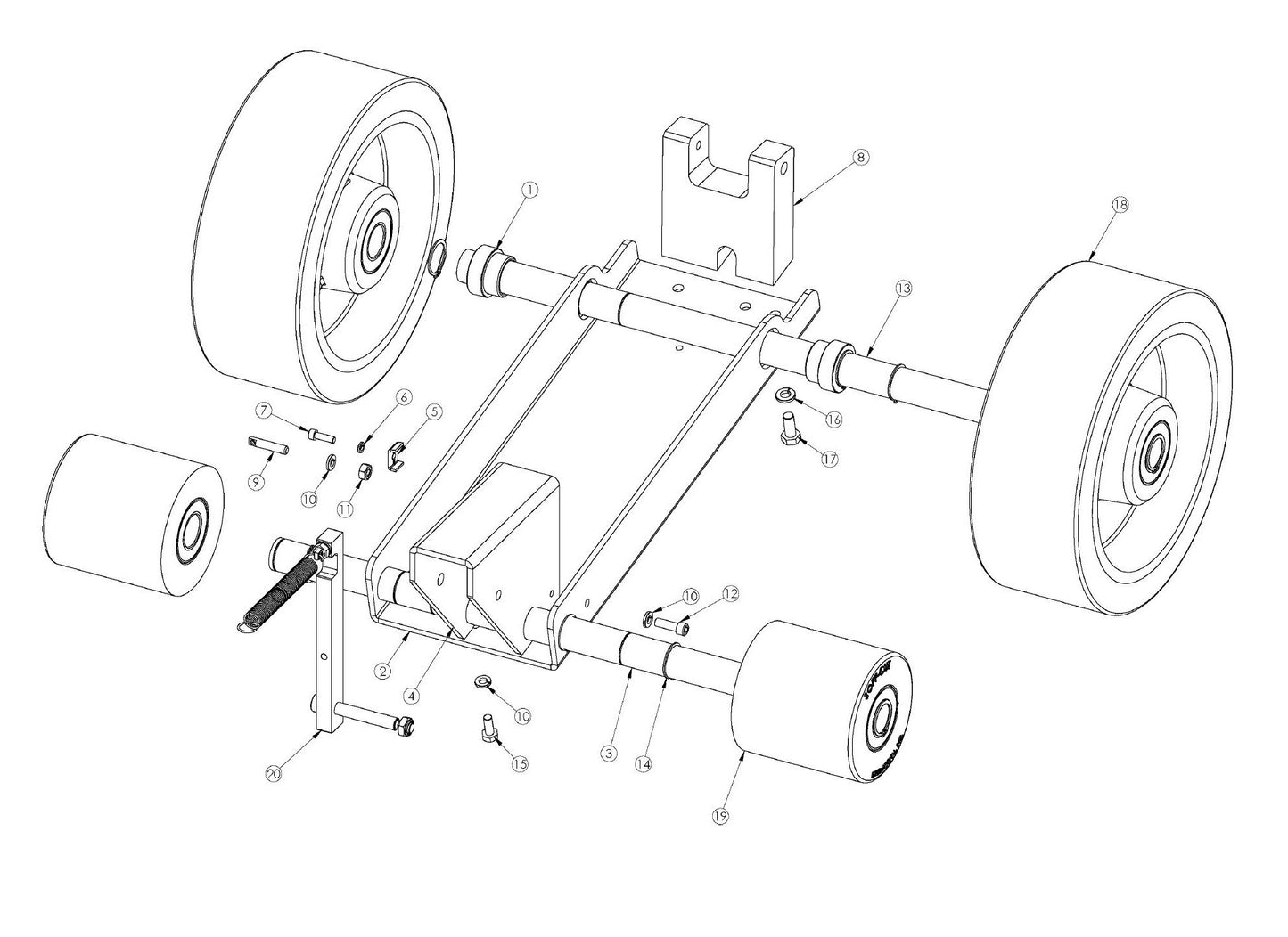Soff Cut 2000E, 2009-30 Front Wheel Carriage Assembly Parts by Husqvarna