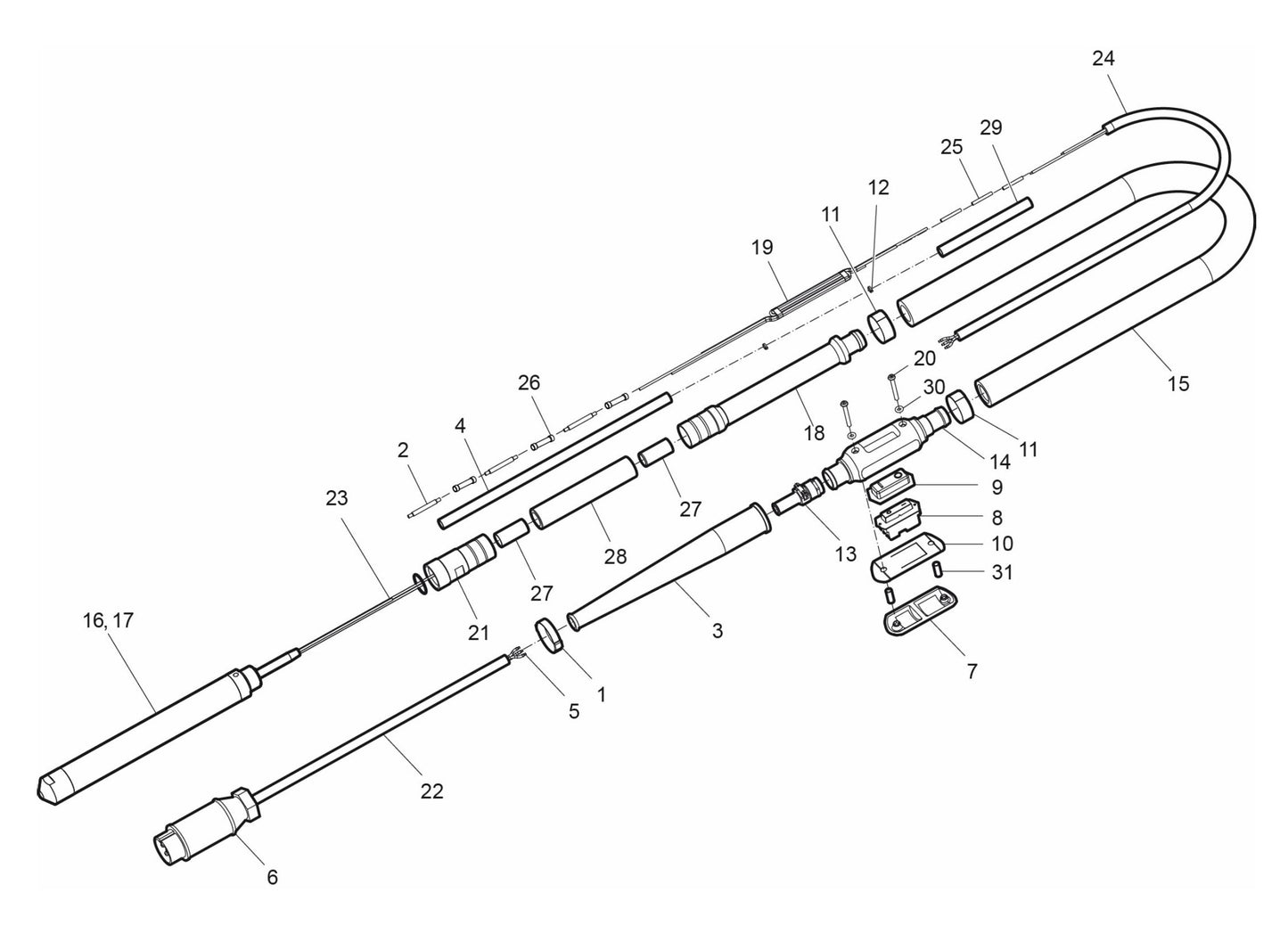 AX36 42V-3-200Hz Rigid cane Complete Product Assembly Parts by husqvarna