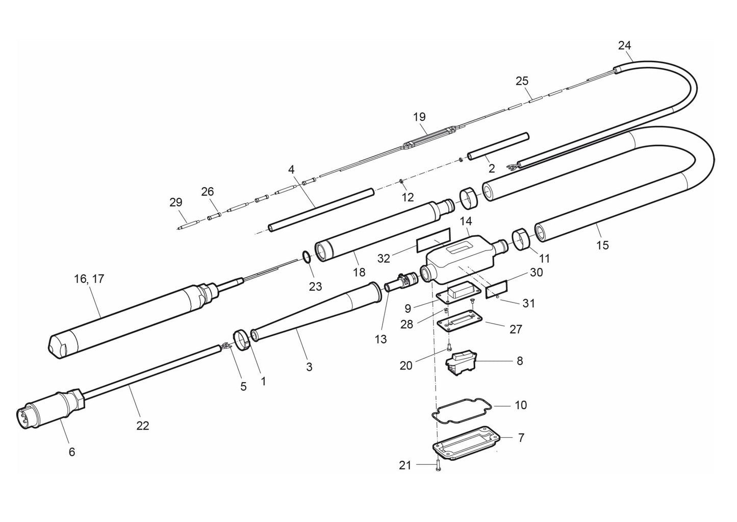 AX48 42V-3-200Hz Rigid cane Complete Product Assembly Parts by husqvarna